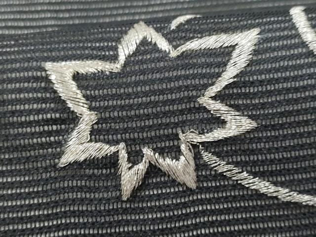 平和屋着物＊夏物　九寸名古屋帯　刺繍　竜田川　黒地　銀糸　正絹　逸品　CAAW5498fb