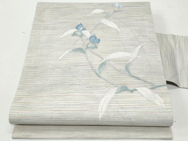 平和屋着物＊夏物　九寸名古屋帯　枝花文　金銀糸　正絹　逸品　CAAW5499fb