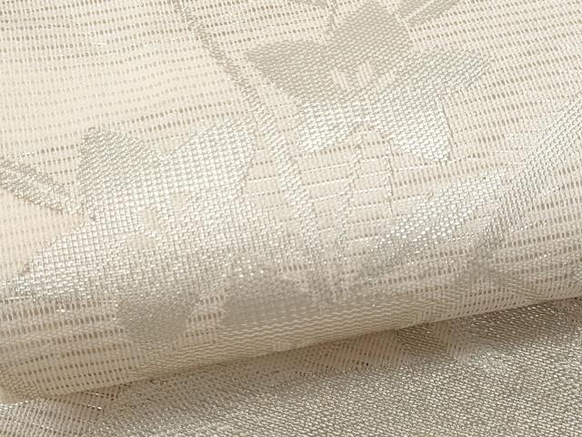 平和屋着物＊夏物 九寸名古屋帯 駒刺繍 籬流水桔梗文 銀糸 正絹 逸品