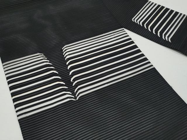 平和屋着物＊夏物 九寸名古屋帯 絽綴れ 吉祥文 黒地 金糸 三越