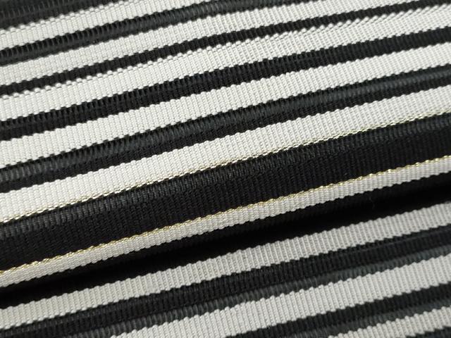 平和屋着物＊夏物 九寸名古屋帯 絽綴れ 吉祥文 黒地 金糸 三越