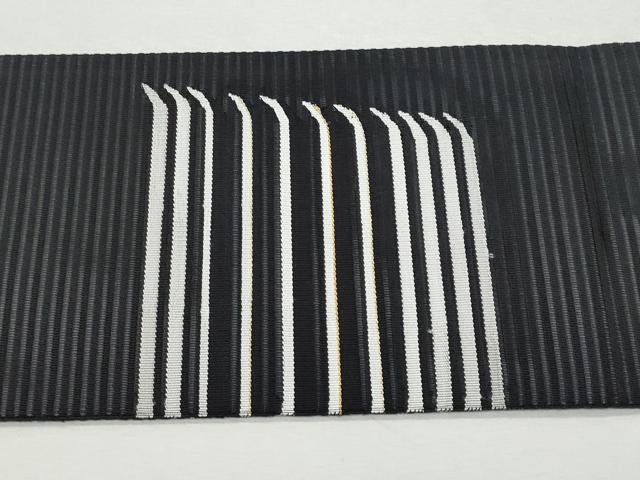 平和屋着物＊夏物 九寸名古屋帯 絽綴れ 吉祥文 黒地 金糸 三越