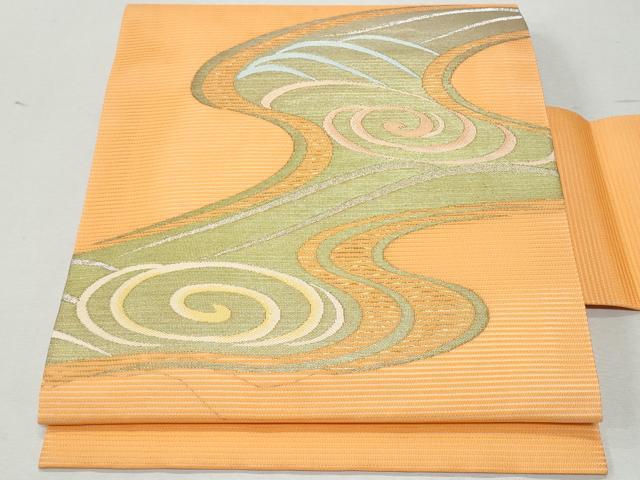 平和屋着物＊夏物　九寸名古屋帯　流水文　金銀糸　正絹　逸品　CAAW5515fb