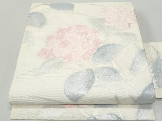 平和屋着物＊夏物　九寸名古屋帯　紫陽花　銀糸　正絹　逸品　CAAW5524fb