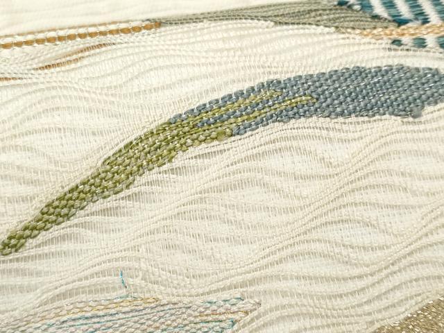 平和屋着物＊夏物 太鼓柄袋帯 霞矢羽根文 金糸 正絹 逸品 CAAW5569fbの