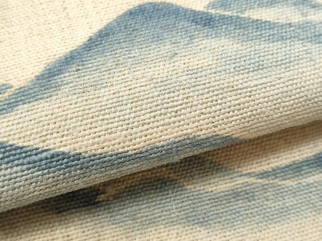 平和屋着物＊夏物 八寸名古屋帯 作家物 型染め 遠山文 麻