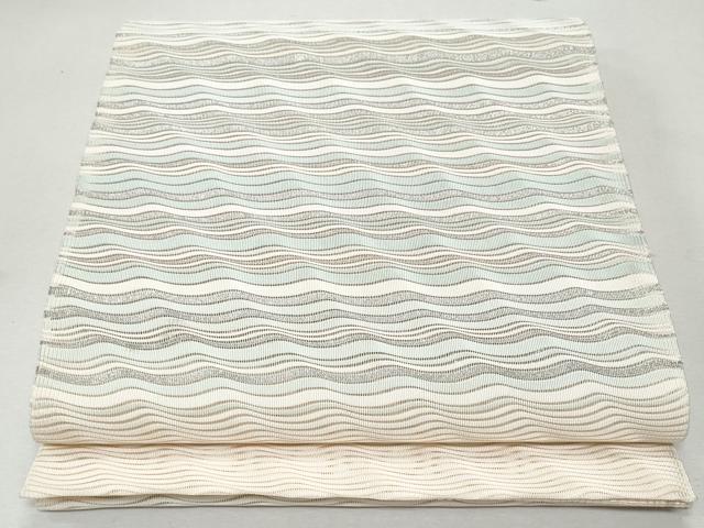 平和屋着物＊夏物　八寸名古屋帯　絽綴れ　よろけ縞　銀糸　正絹　逸品　CAAW5594fb