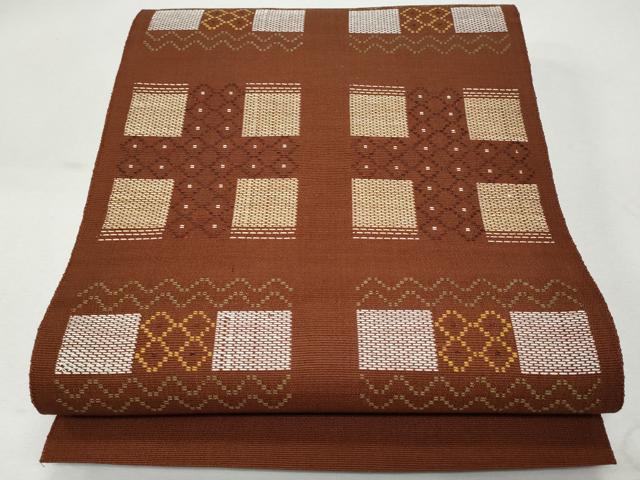 平和屋着物＊夏物　八寸名古屋帯　花織　正絹　逸品　CAAW5595fb