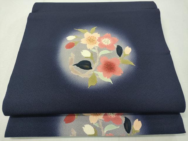 平和屋着物●全通柄袋帯　手描き　枝桜丸文　暈し染め　やまと誂製　正絹　逸品　CAAW5693vp