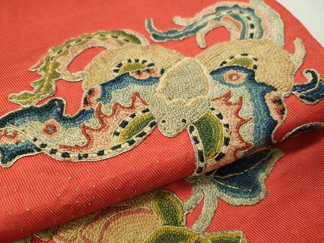 ［3910］色留袖 美品 中国三大刺繍 相良刺繍 一つ紋 五三桐 正絹 着物 袷 平和屋着物▽中国三大刺繍 相良刺繍 総刺繍 訪問着 舞葉文 暈し