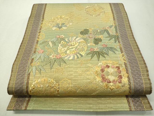 絹 袋帯☆【ひなや工房 くむ・あむ・おる】伊豆蔵明彦 唐組 金糸×