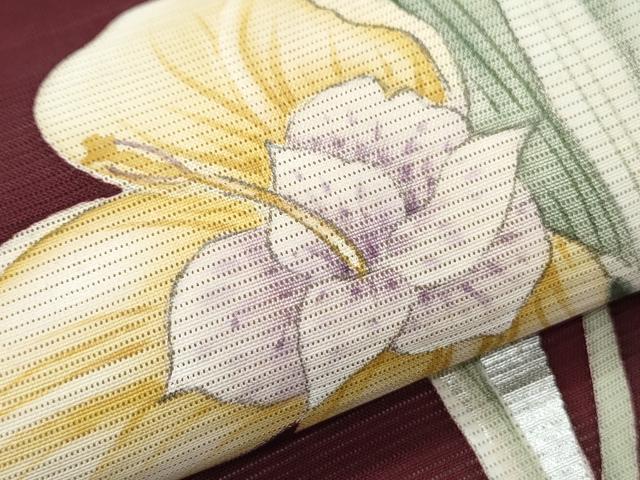 平和屋着物＊夏物　九寸名古屋帯　手描き　草花文　銀彩　正絹　逸品　CAAW6572th_4
