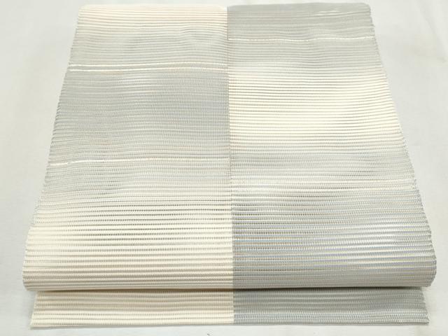 平和屋着物＊夏物　絽綴れ　八寸名古屋帯　格子文　銀糸　正絹　逸品　CAAW6574th