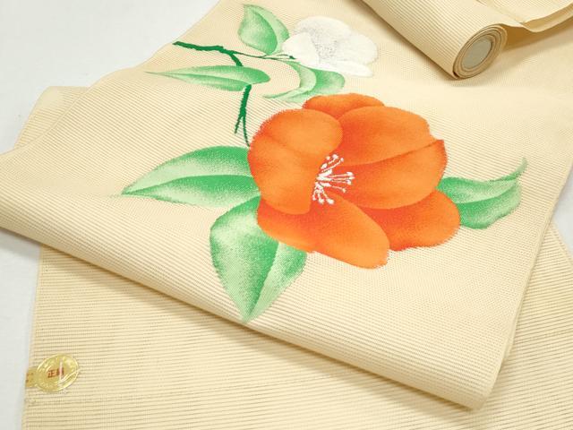 平和屋着物＊夏物　西陣　いづくら謹製　名古屋帯　反物　草花文　銀糸　証紙付き　逸品　未使用　CAAW6727th