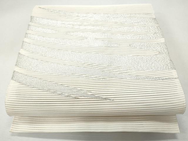 平和屋着物＊夏物　八寸名古屋帯　絽綴れ　霞文　銀糸　正絹　逸品　CAAW6856fb