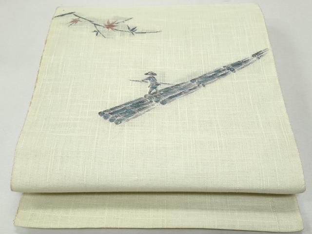 平和屋着物＊夏物　八寸名古屋帯　人物舟文　CAAW6859fb