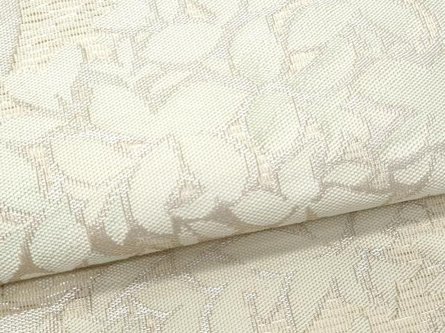 平和屋着物＊夏物 九寸開き名古屋帯 枝花文 銀糸 正絹 逸品