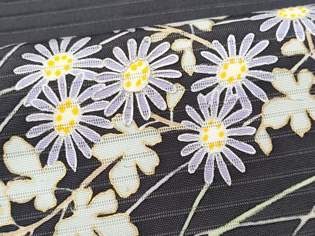 平和屋着物＊夏物 塩瀬 九寸名古屋帯 駒刺繍 蜻蛉 枝花文 金銀彩 正絹