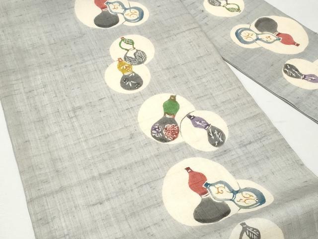 平和屋着物＊夏物 九寸名古屋帯 型染め 瓢箪 麻 逸品 CAAW6901fbの通販