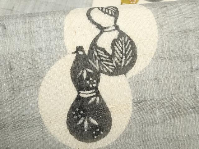 平和屋着物＊夏物 九寸名古屋帯 型染め 瓢箪 麻 逸品 CAAW6901fbの通販