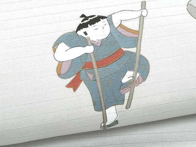 平和屋着物＊夏物　九寸名古屋帯　童子　金彩　正絹　逸品　CAAW6905fb_3