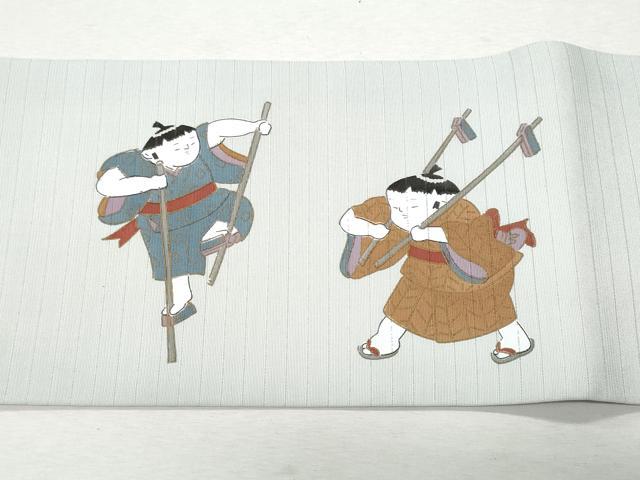 平和屋着物＊夏物　九寸名古屋帯　童子　金彩　正絹　逸品　CAAW6905fb_5