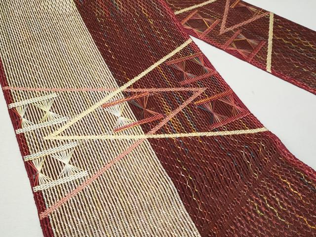 平和屋着物＊夏物 八寸名古屋帯 幾何学間道 正絹 逸品 CAAW6918fb