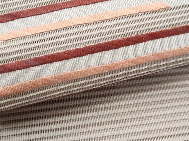 平和屋着物＊夏物 八寸名古屋帯 刺繍 絽綴れ 横段文 正絹
