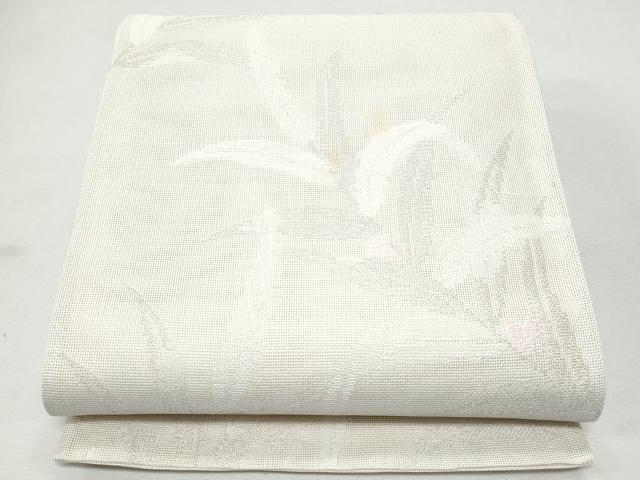 平和屋着物＊夏物　六通柄袋帯　枝葉文　銀糸　正絹　逸品　未使用　CAAW6951fb