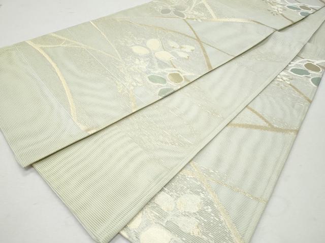 平和屋着物＊夏物　六通柄袋帯　枝葉文　金糸　正絹　逸品　CAAW6957fb 平和屋着物＊夏物 六通柄袋帯 枝葉文 金糸 正絹 逸品 CAAW6957fb