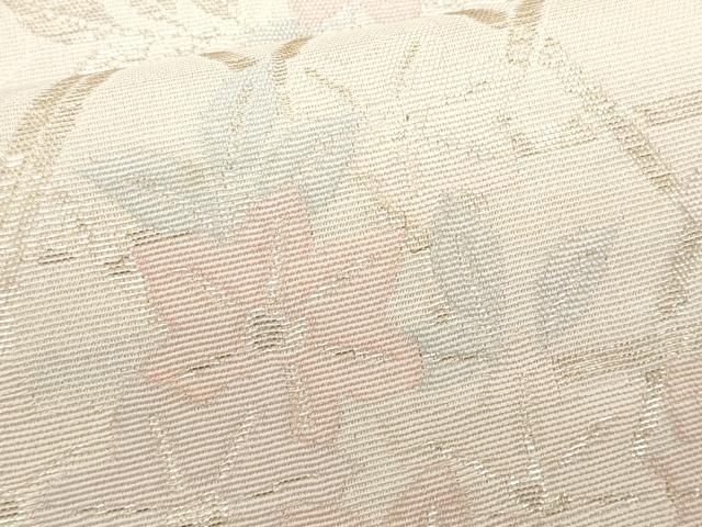 平和屋着物＊夏物 六通柄袋帯 流水籬草花文 金糸 正絹 逸品