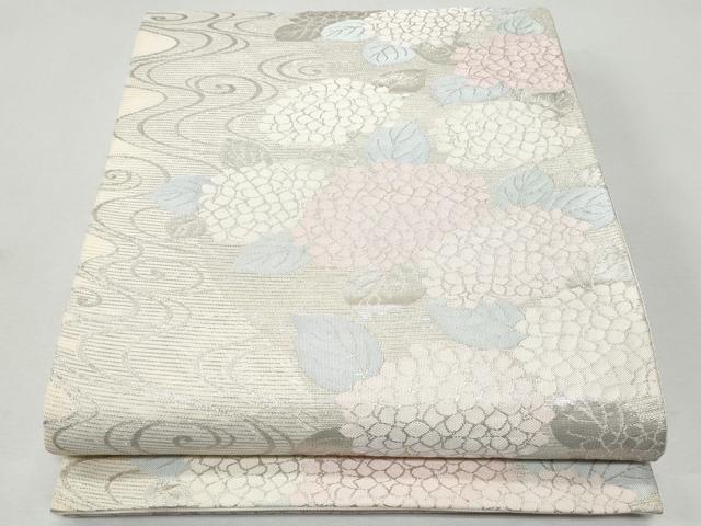 平和屋着物＊夏物　六通柄袋帯　紫陽花　銀糸　正絹　逸品　CAAW6962fb