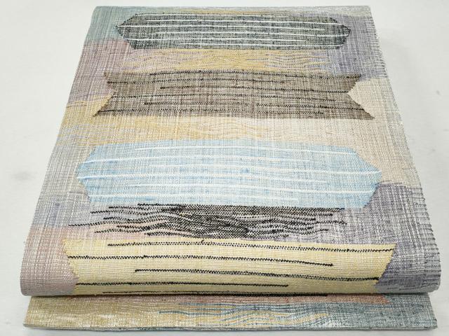 平和屋着物＊夏物　太鼓柄袋帯　横段文　銀糸　正絹　逸品　未使用　CAAW6967fb