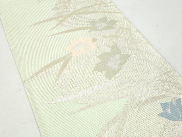 平和屋着物＊夏物　六通柄袋帯　流水草花文　金銀糸　正絹　逸品　CAAW6968fb 平和屋着物＊夏物 六通柄袋帯 流水草花文 金銀糸 正絹 逸品