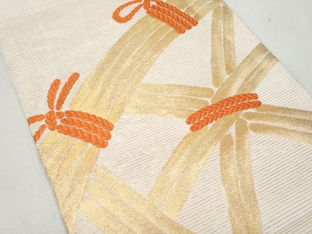 平和屋着物＊夏物　六通柄袋帯　唐織　竹垣　金糸　正絹　逸品　CAAW6976fb 平和屋着物＊夏物 六通柄袋帯 唐織 竹垣 金糸 正絹 逸品 CAAW6976fb