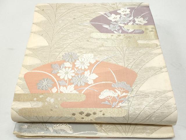 平和屋着物＊夏物　六通柄袋帯　エ霞地紙花文　金銀糸　正絹　逸品　CAAW6980fb