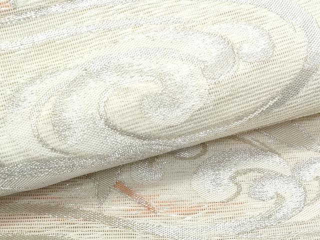 平和屋着物＊夏物　六通柄袋帯　籬流水文　銀糸　正絹　逸品　CAAW6985fb 平和屋着物＊夏物 六通柄袋帯 籬流水文 銀糸 正絹 逸品 CAAW6985fb