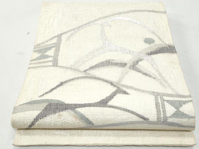 平和屋着物＊夏物　太鼓柄袋帯　櫛織　動物　銀糸　正絹　逸品　CAAW6987fb