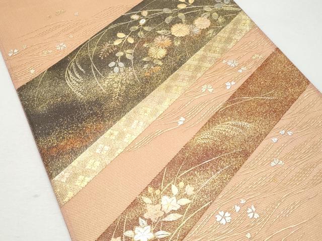 平和屋着物＊夏物　袋帯　螺鈿　草花文　金銀彩　正絹　逸品　CAAW6989fb 平和屋着物＊夏物 袋帯 螺鈿 草花文 金銀彩 正絹 逸品 CAAW6989fbの