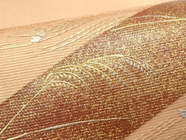 平和屋着物＊夏物 袋帯 螺鈿 草花文 金銀彩 正絹 逸品 CAAW6989fbの