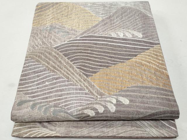 平和屋着物＊夏物　六通柄袋帯　立波文　銀糸　正絹　逸品　CAAW6993fb