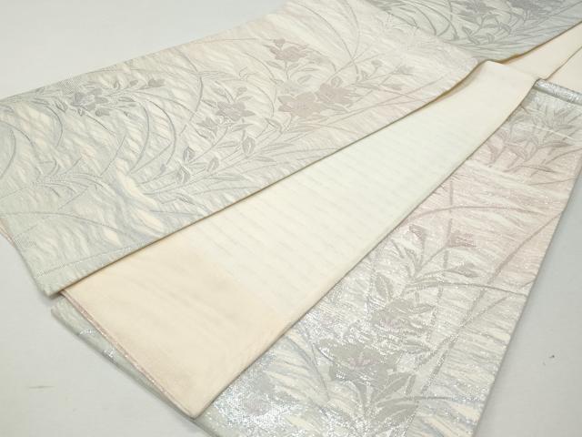 平和屋着物＊夏物　六通柄　本袋帯　流水草花文　金銀糸　正絹　逸品　DABB3968cm 平和屋着物＊夏物 六通柄袋帯 桔梗 銀糸 正絹 逸品 CAAW7029fbの通販は