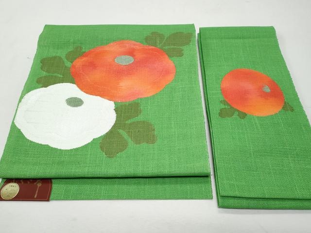 平和屋着物＊夏物　つけ帯　万寿菊　銀糸　麻　逸品　CAAW7039fb