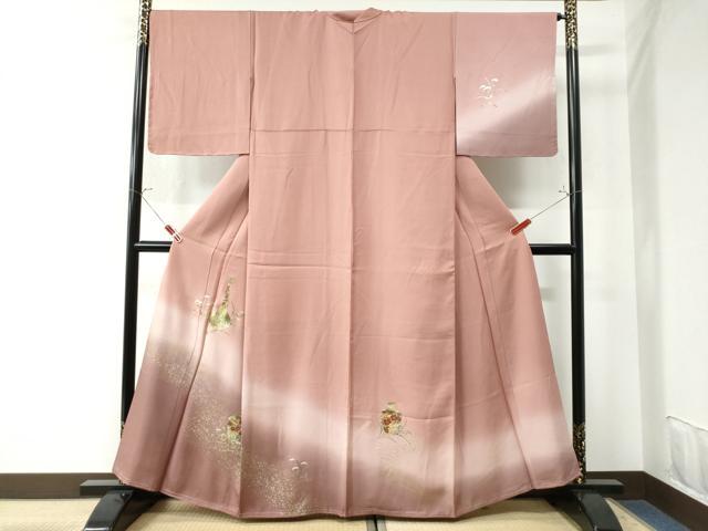 平和屋着物■訪問着　陶器文　暈し染め　正絹　逸品　未使用　AAAK4247Abw 平和屋着物□訪問着 手描き 陶器草花文 暈し染め 金銀彩 正絹