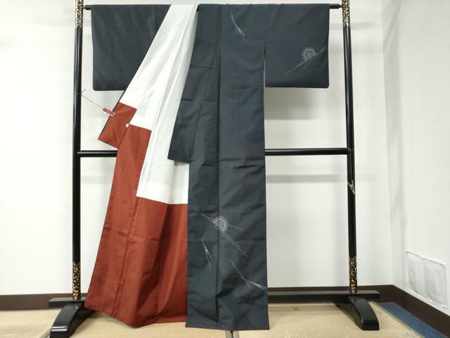 平和屋着物○本場縞大島紬 訪問着 絞り 辻が花 正絹 逸品 DAAT1126tw