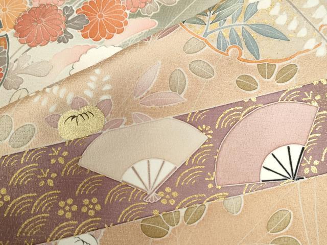 平和屋着物○豪華色留袖 作家物 雪輪飛鶴扇面草花文 暈し染め 金彩