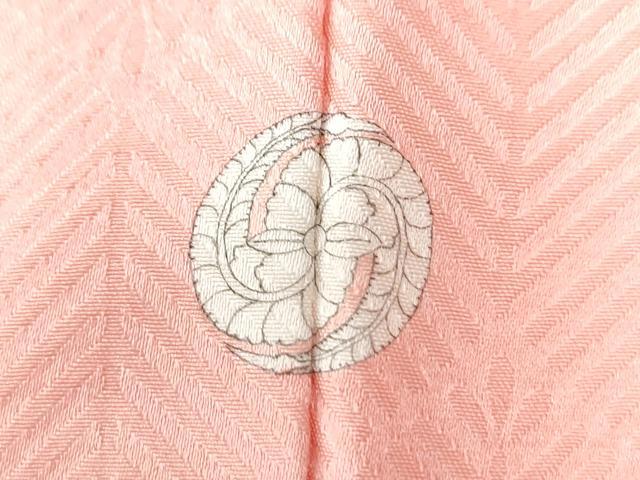 平和屋着物○上質な色無地 菱松葉地紋 一斤染色 正絹 逸品