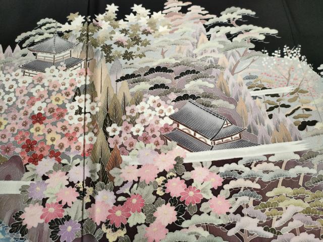 平和屋着物○本加賀友禅作家 土田双園 黒留袖 山閣 正絹
