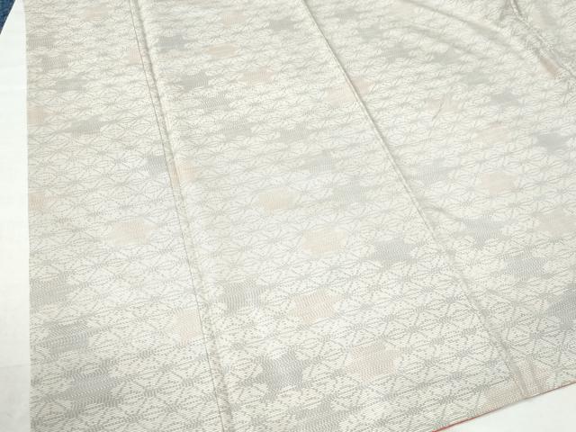 平和屋着物○本場大島紬 白大島 9マルキ 麻の葉花文 正絹 逸品 CAAS7250yc