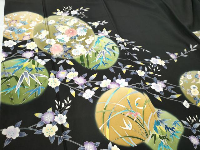 平和屋着物○豪華黒留袖 作家物 笹竹草花丸文 正絹 逸品 未使用